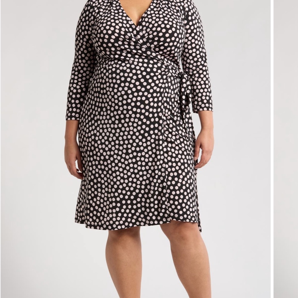 Renee C. Black and White Polka Dot Wrap Dress